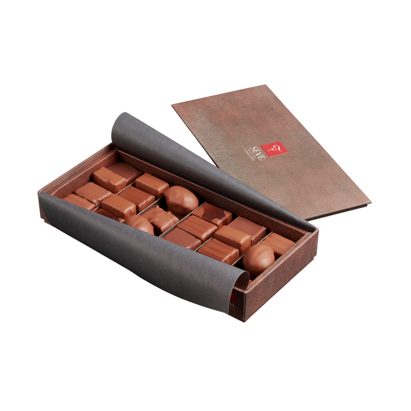 Coffret de chocolats pralinés au lait - 40 pièces - 5 saveurs -100