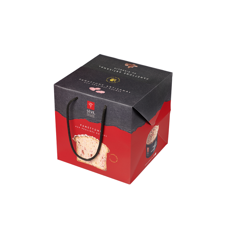 Boîte Panettone aux pralines rouges Sève