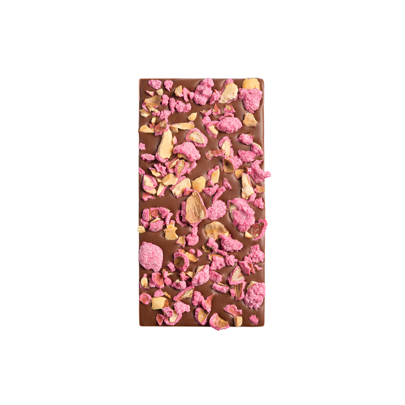 Tablette Lait Pralines rouges concassées 39% de cacao