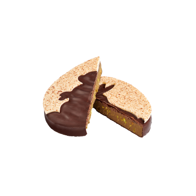 Bouchée œuf Praliné Pistache Chocolaterie Sève Richard Sève Artisan Lyon coupé