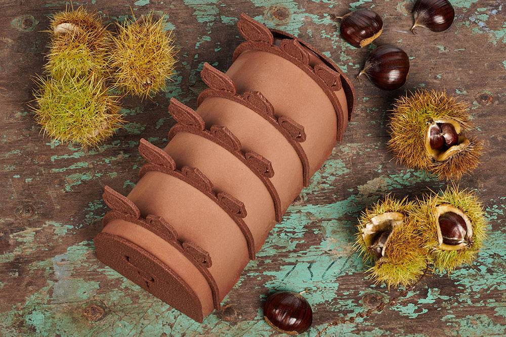 Bûche de Noël aux marrons et marrons glacés - Pâtisserie Sève