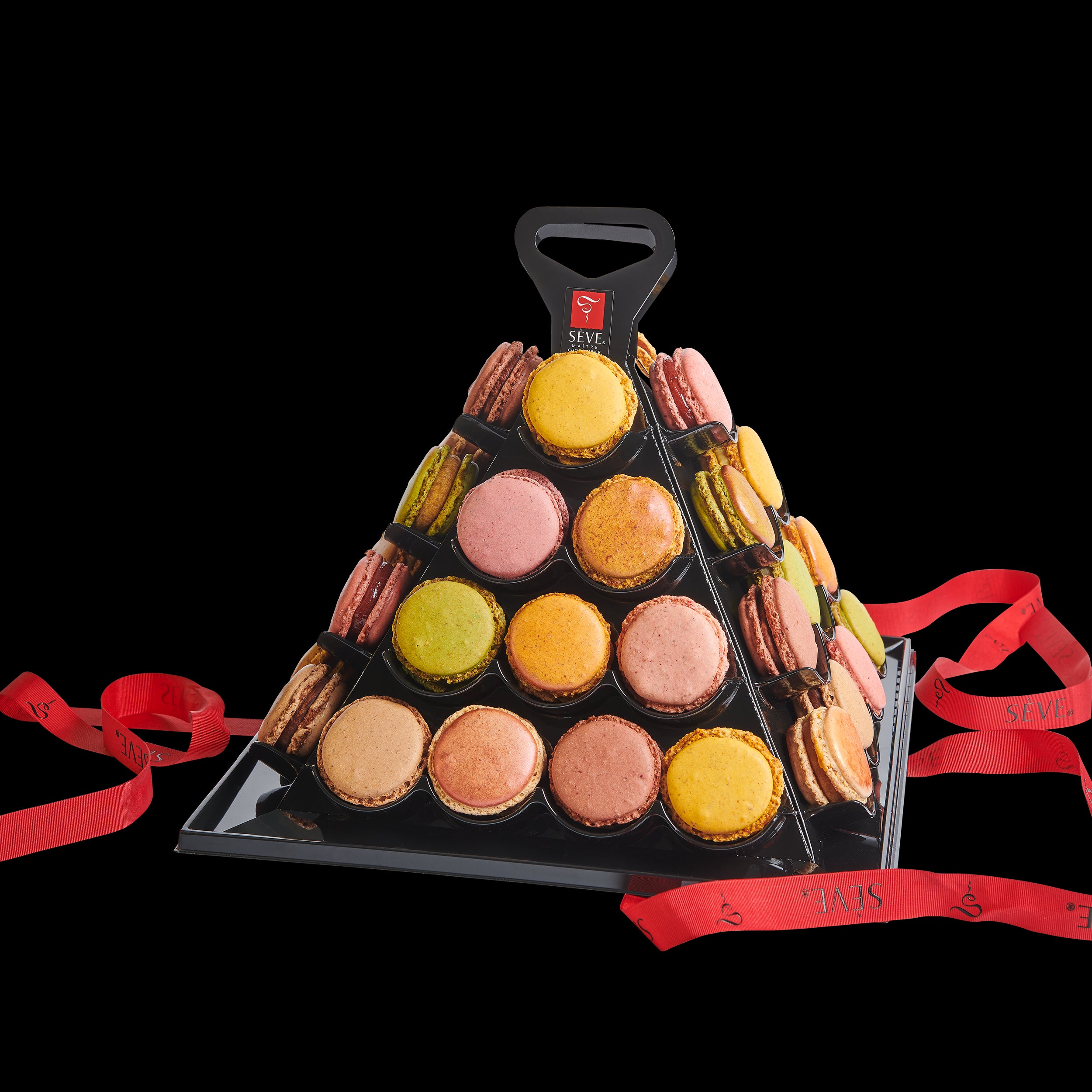 Macarons sucrés pyramide moderne