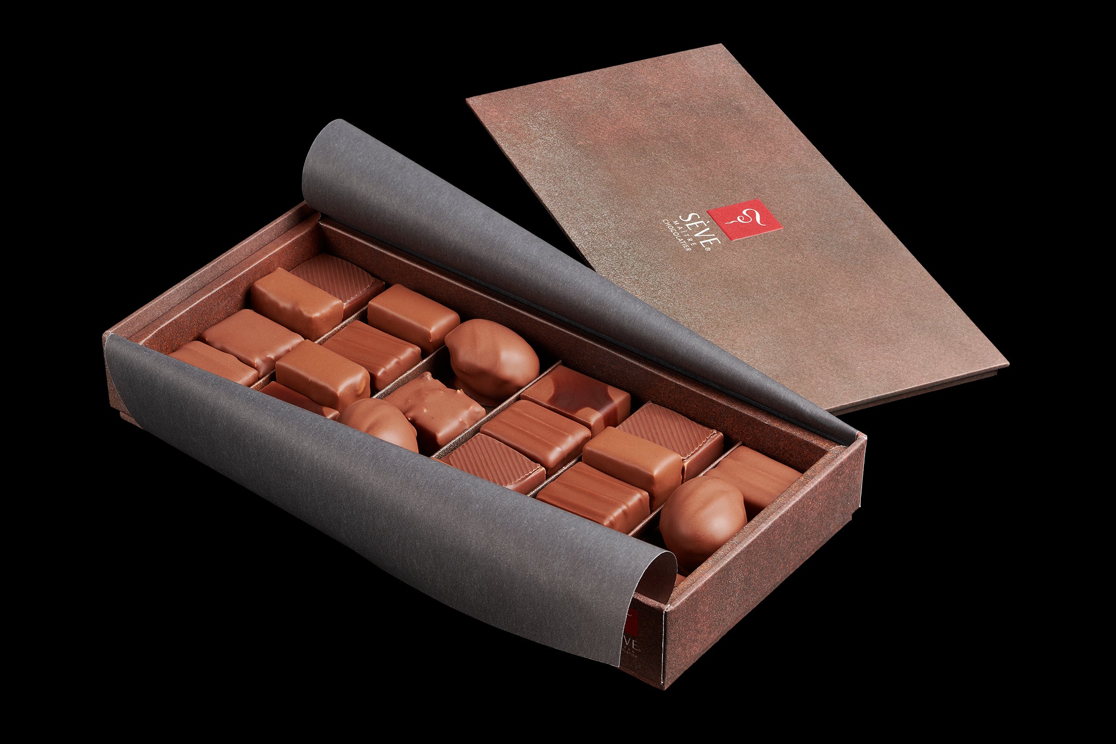 Boîte de chocolats au lait