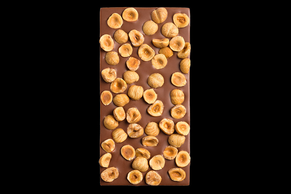 Chocolat au lait et noisettes - Tablette topping aux noisettes, 45 % de cacao