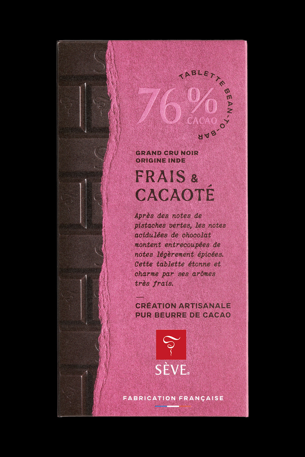 Tablette de Chocolat Noir Inde à 76% de cacao