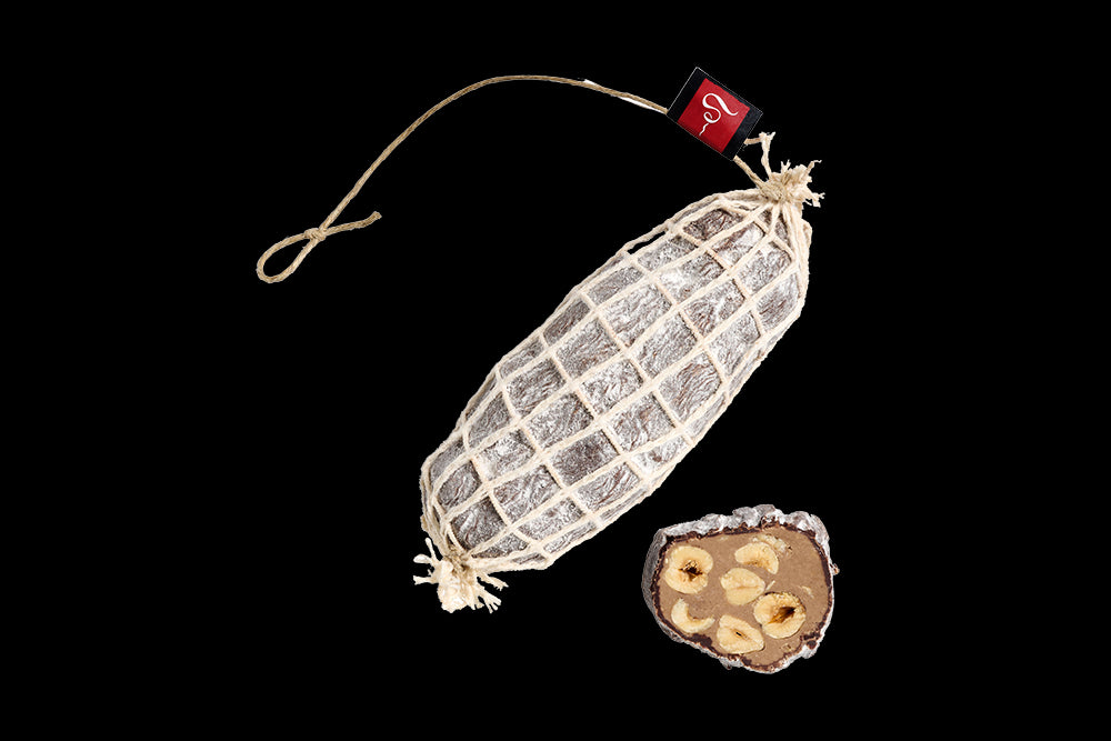 Saucisson en chocolat noir praliné noisette