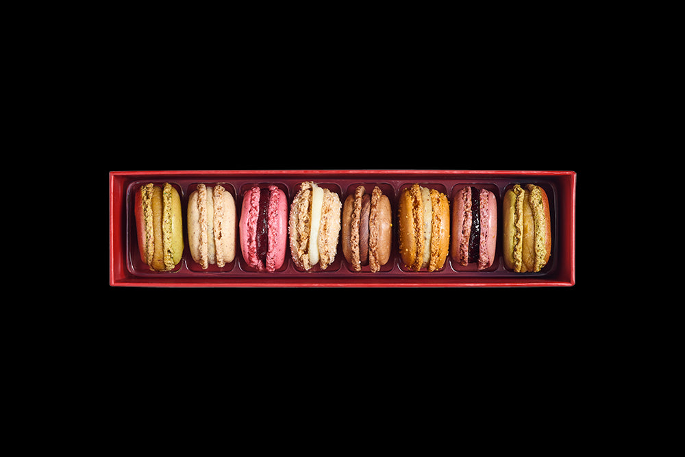 Ecrin rouge de Macarons sucrés