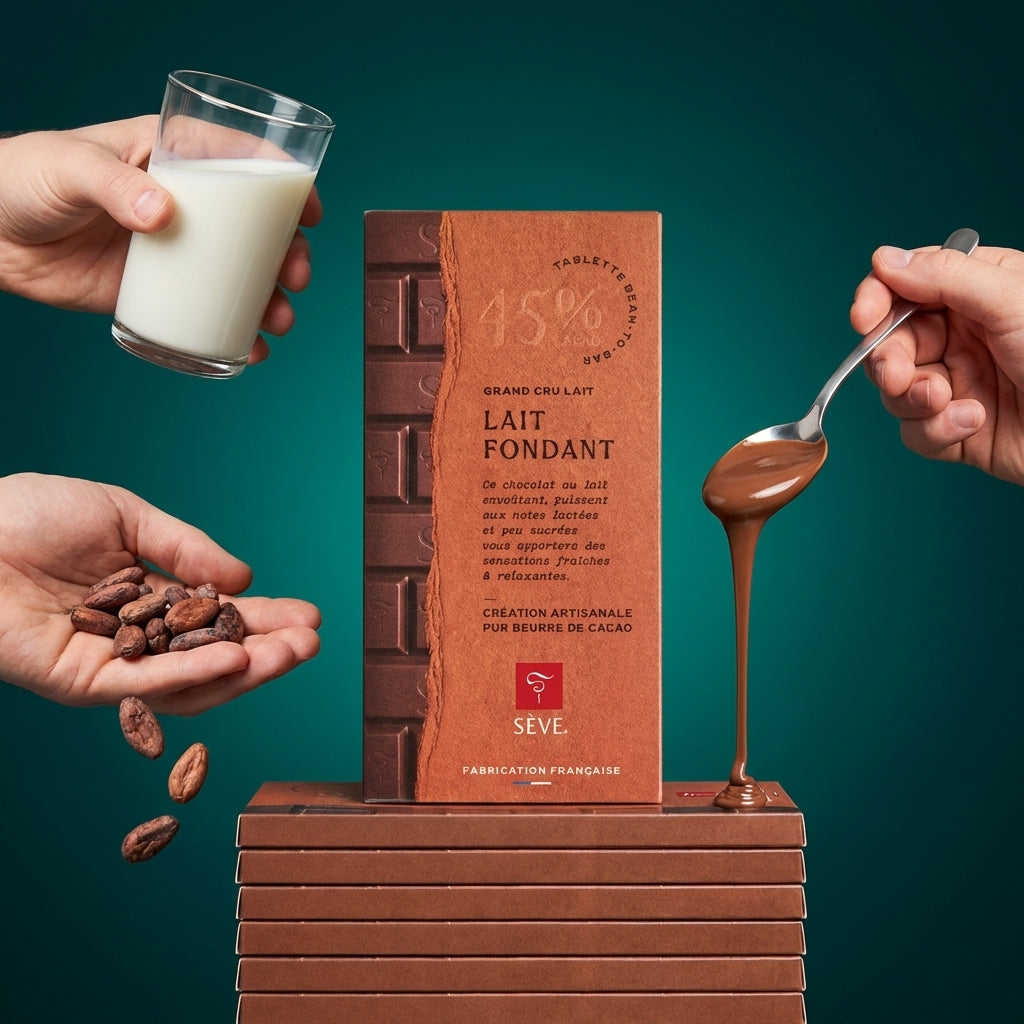 Tablette de chocolat lait fondant 45% chocolat Sève