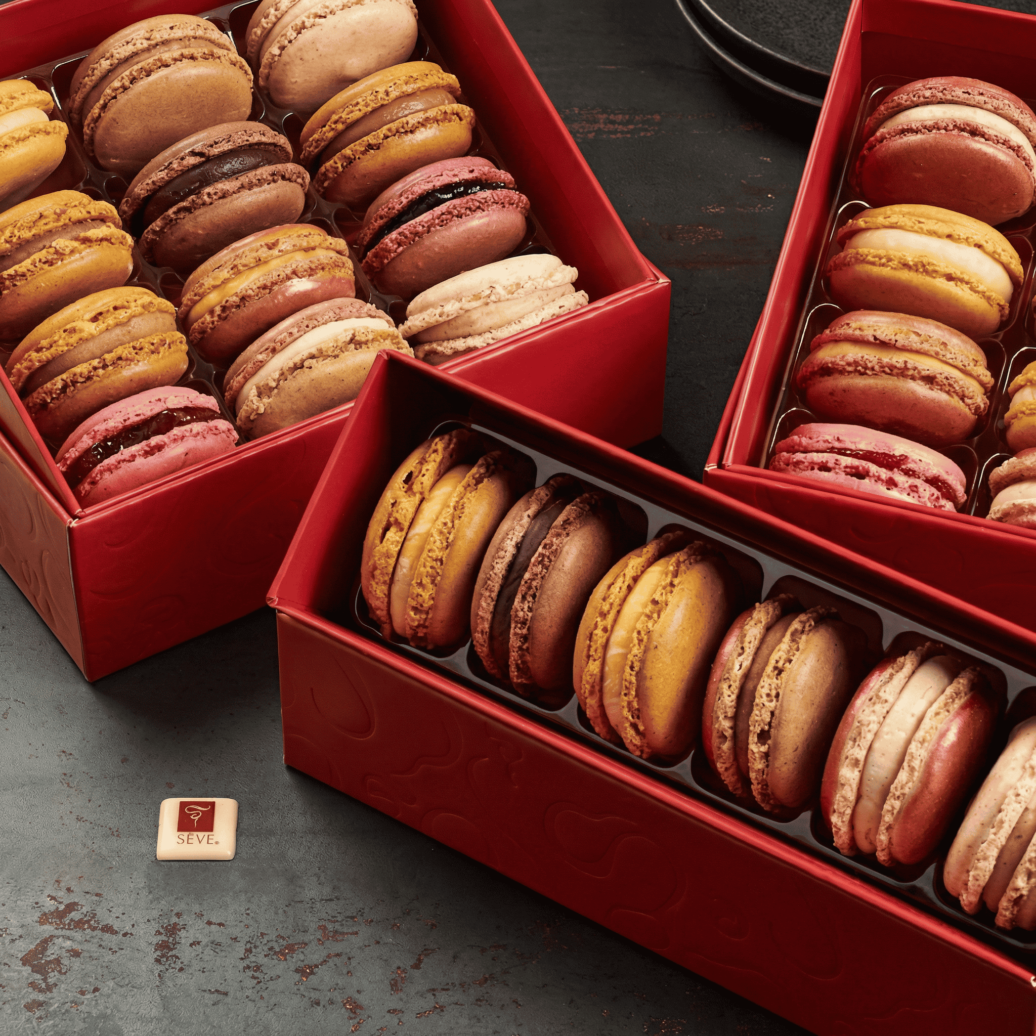 Écrins de macarons sucrés Sève